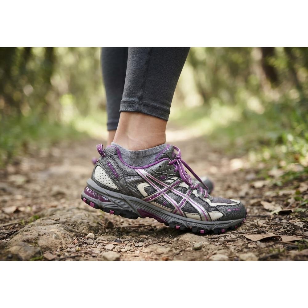 ASICS Gel-Trabuco Trail Running Shoes Grey Purple T05BQ Womens 8.5